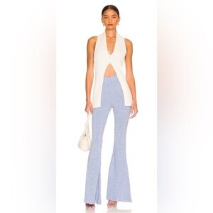 Song of Style Kana Rib Stretch Bell Bottom Flare Pull On Pants Heather Blue XS